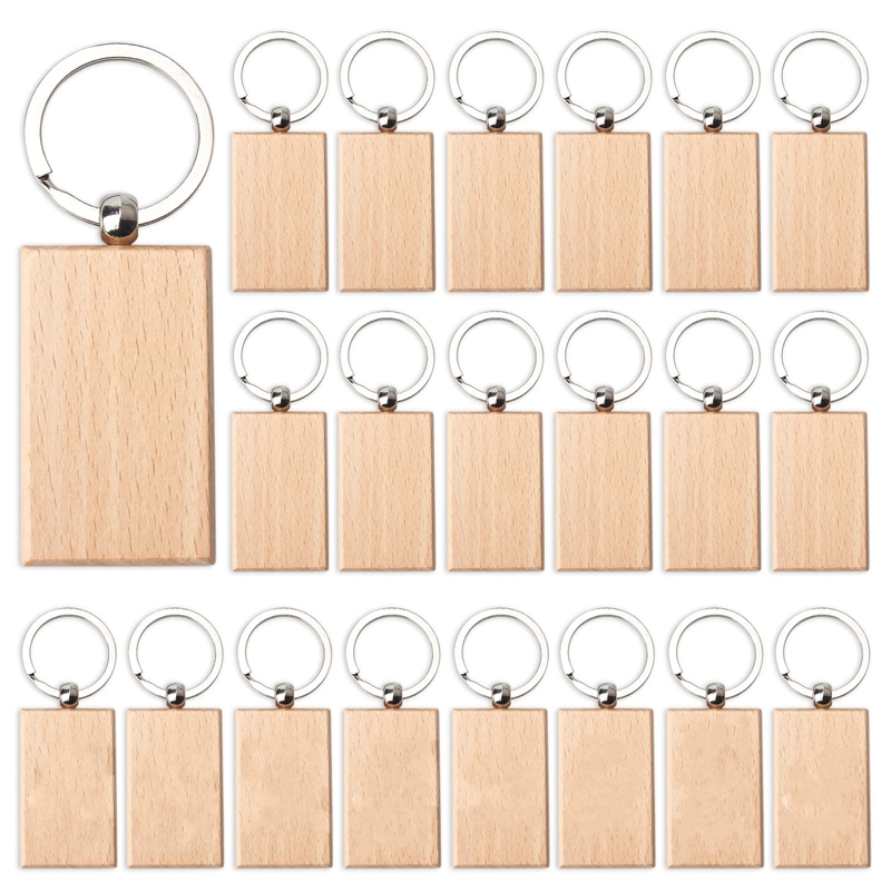 Wood Ring Blank - 10-100Pcs Blank Wooden Keychain Rectangular Bulk