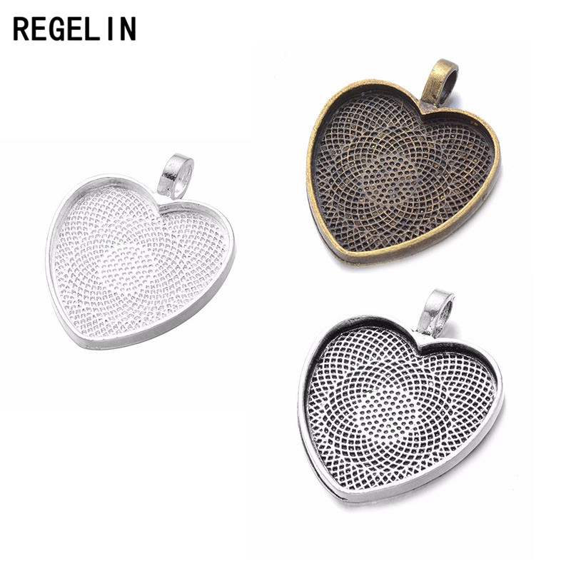 REGELIN Heart Cabochons Settin - Bezels Set Pendant ulasan dan harga