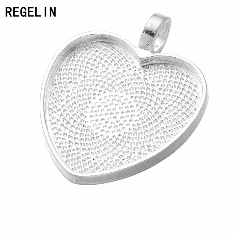 REGELIN Heart Cabochons Settin - Bezels Set Pendant ulasan dan harga