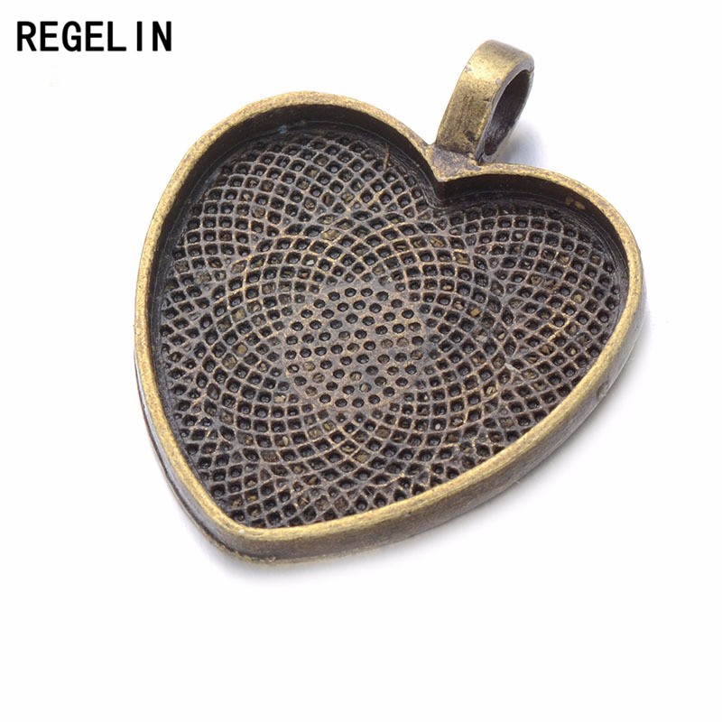 REGELIN Heart Cabochons Settin - Bezels Set Pendant ulasan dan harga