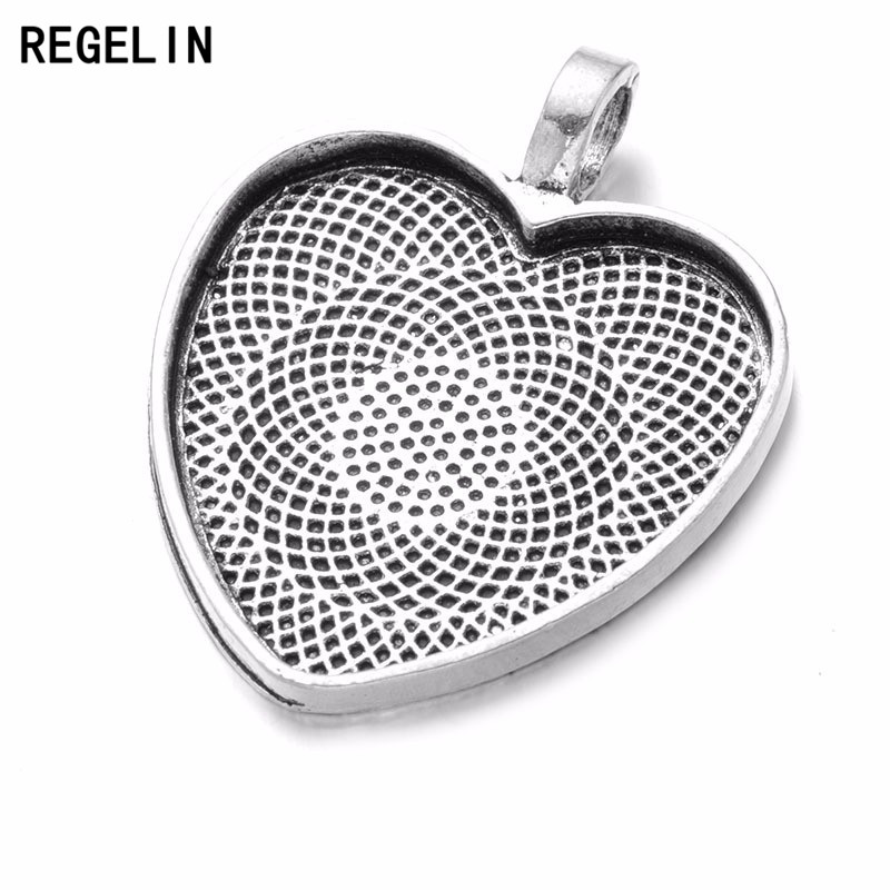 REGELIN Heart Cabochons Settin - Bezels Set Pendant ulasan dan harga