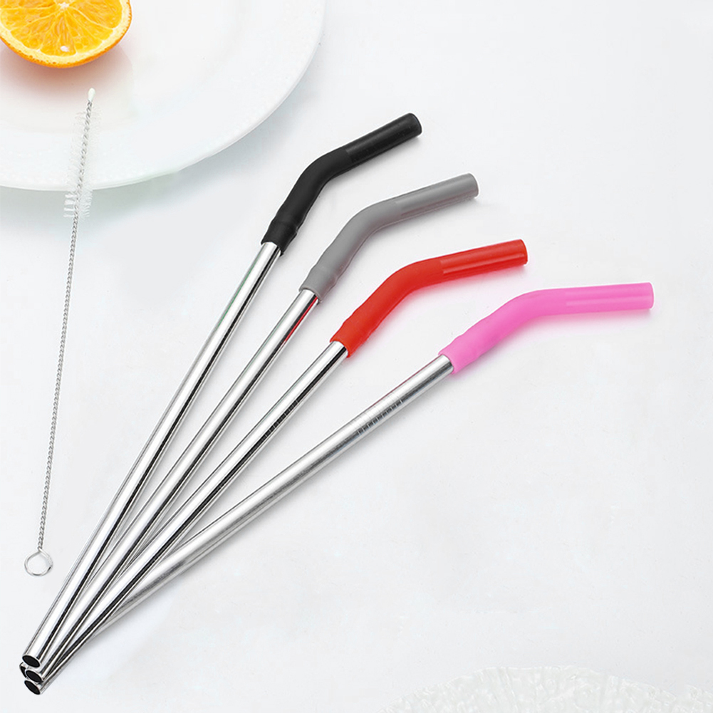 4Pcs Long Metal Straw with Sil - Mixing Cup Silicone ulasan dan harga