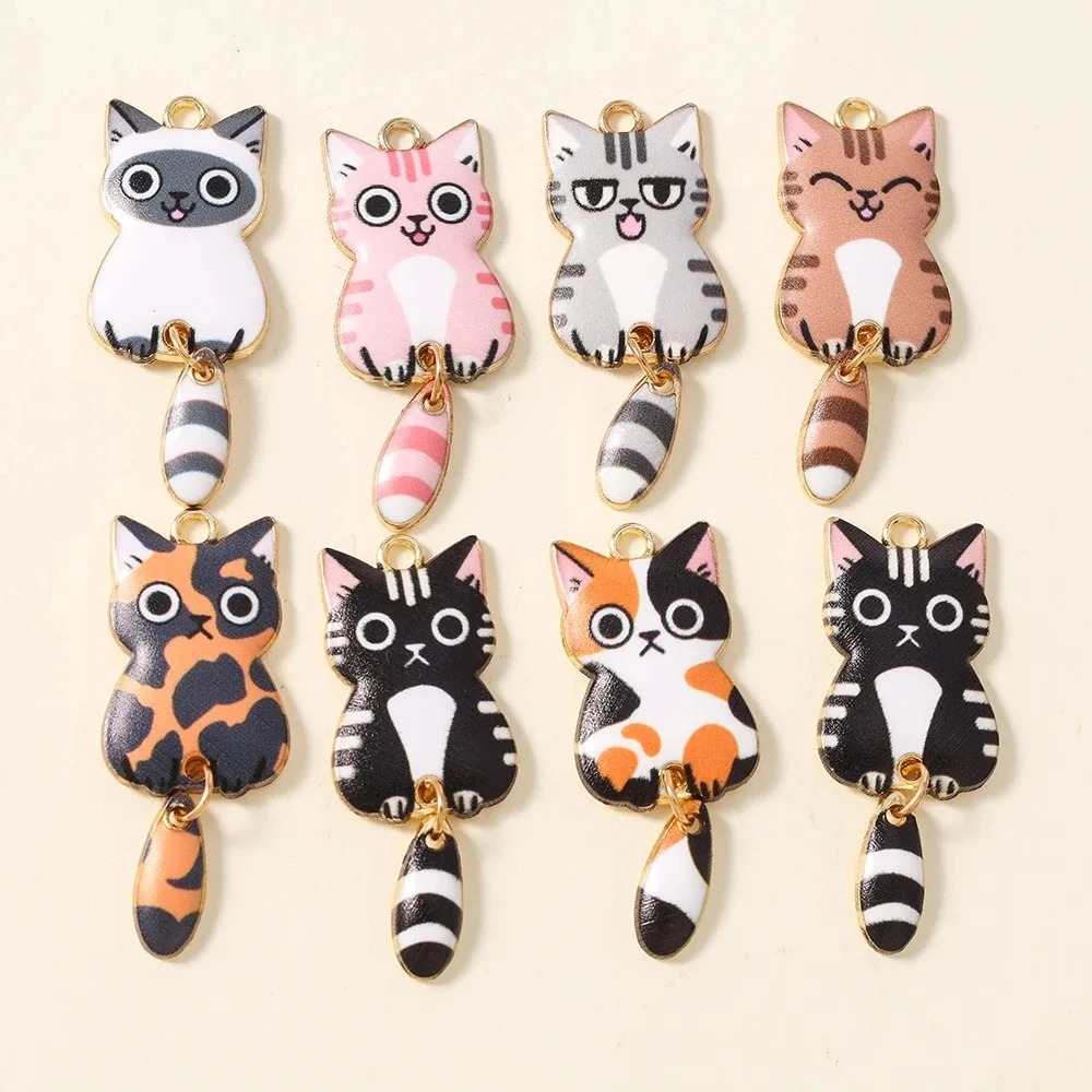 10Pcs 16×39mm Cute Cartoon Cat - Resin Craft Material ulasan dan harga