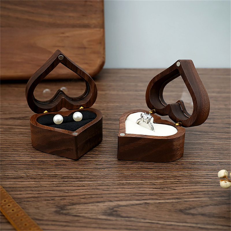 1Pcs Heart Walnut Wood Ring Bo - Wood Ring Blank ulasan dan harga