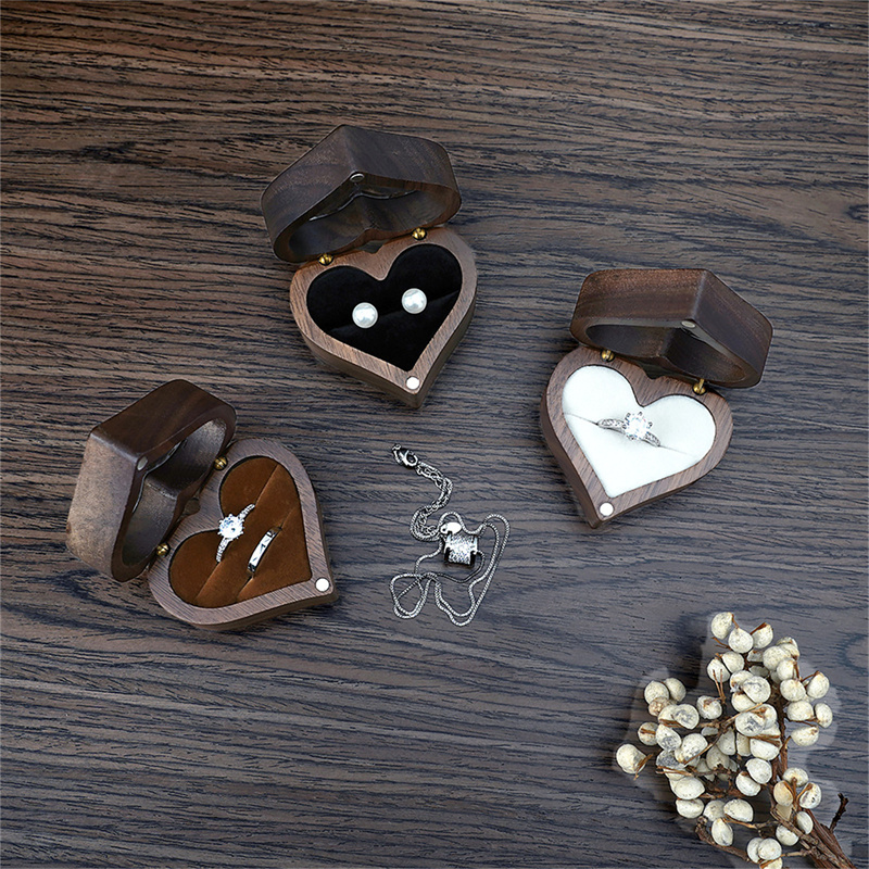 1Pcs Heart Walnut Wood Ring Bo - Wood Ring Blank ulasan dan harga