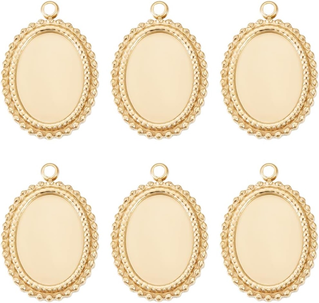 6Pcs Cabochon Settings Charms  - Bezels Set Pendant ulasan dan harga