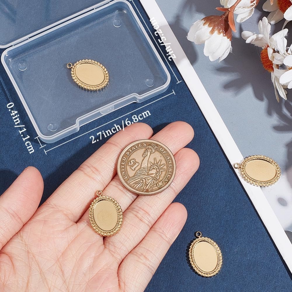 6Pcs Cabochon Settings Charms  - Bezels Set Pendant ulasan dan harga