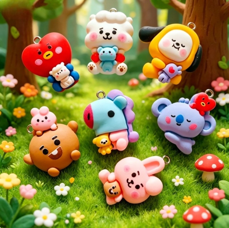 7pcs BT21 Resin Cartoon Charm  - Resin Craft Material ulasan dan harga