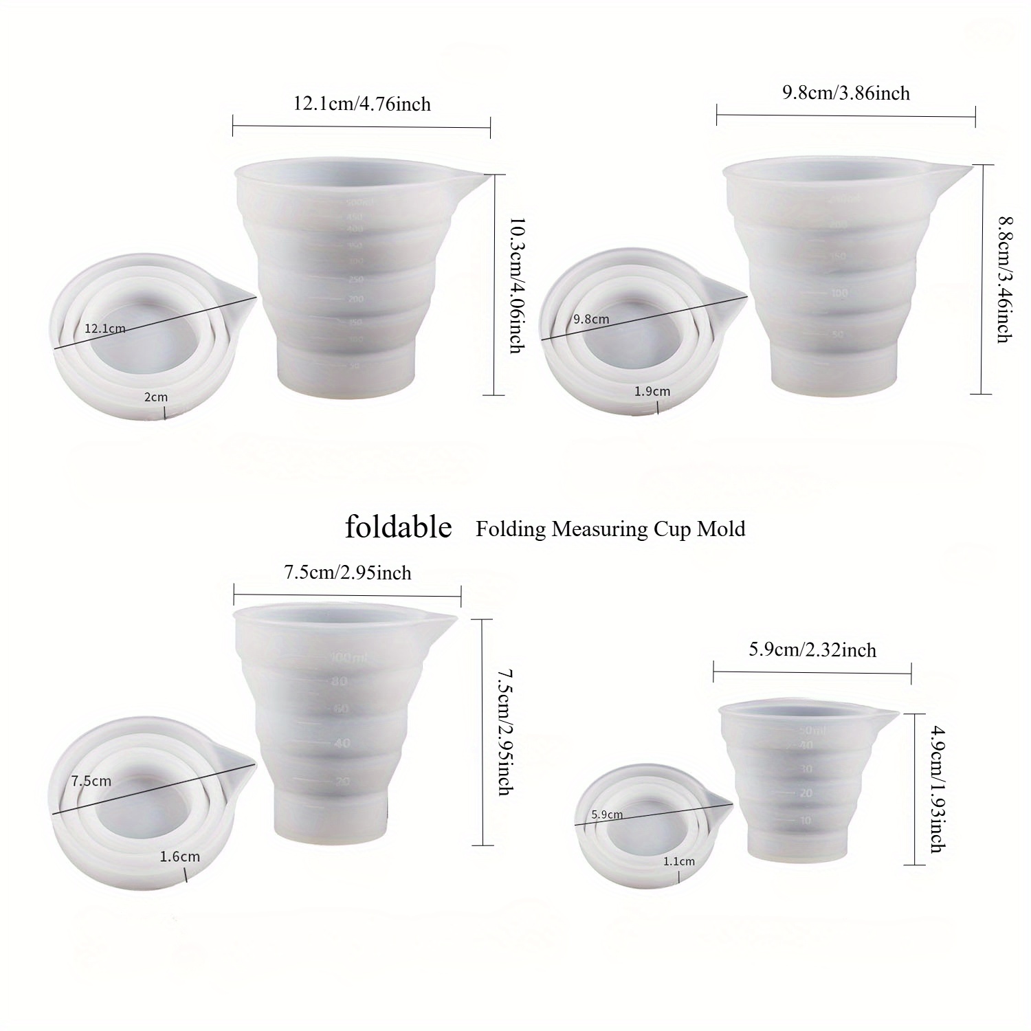 50-500ml Foldable Silicone Mea - Mixing Cup Silicone ulasan dan harga