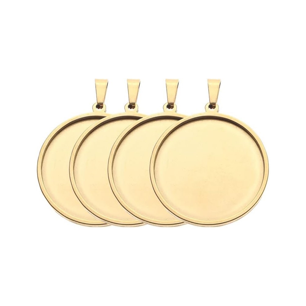 5Pcs/Lot Stainless Steel Round - Bezels Set Pendant ulasan dan harga