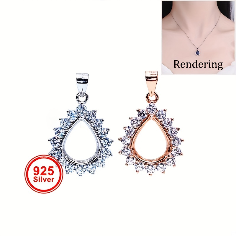 1pc Rose Golden Silvery Tear D - Bezels Set Pendant ulasan dan harga