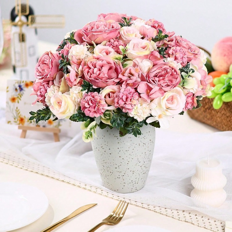 32cm Silk Artificial Rose Bouq - Dried Flower Bulk ulasan dan harga