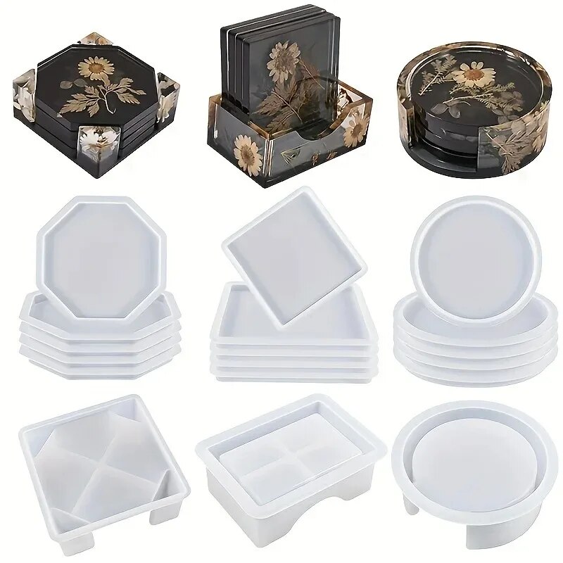Coaster Resin Molds Set Includ - Mixing Cup Silicone ulasan dan harga