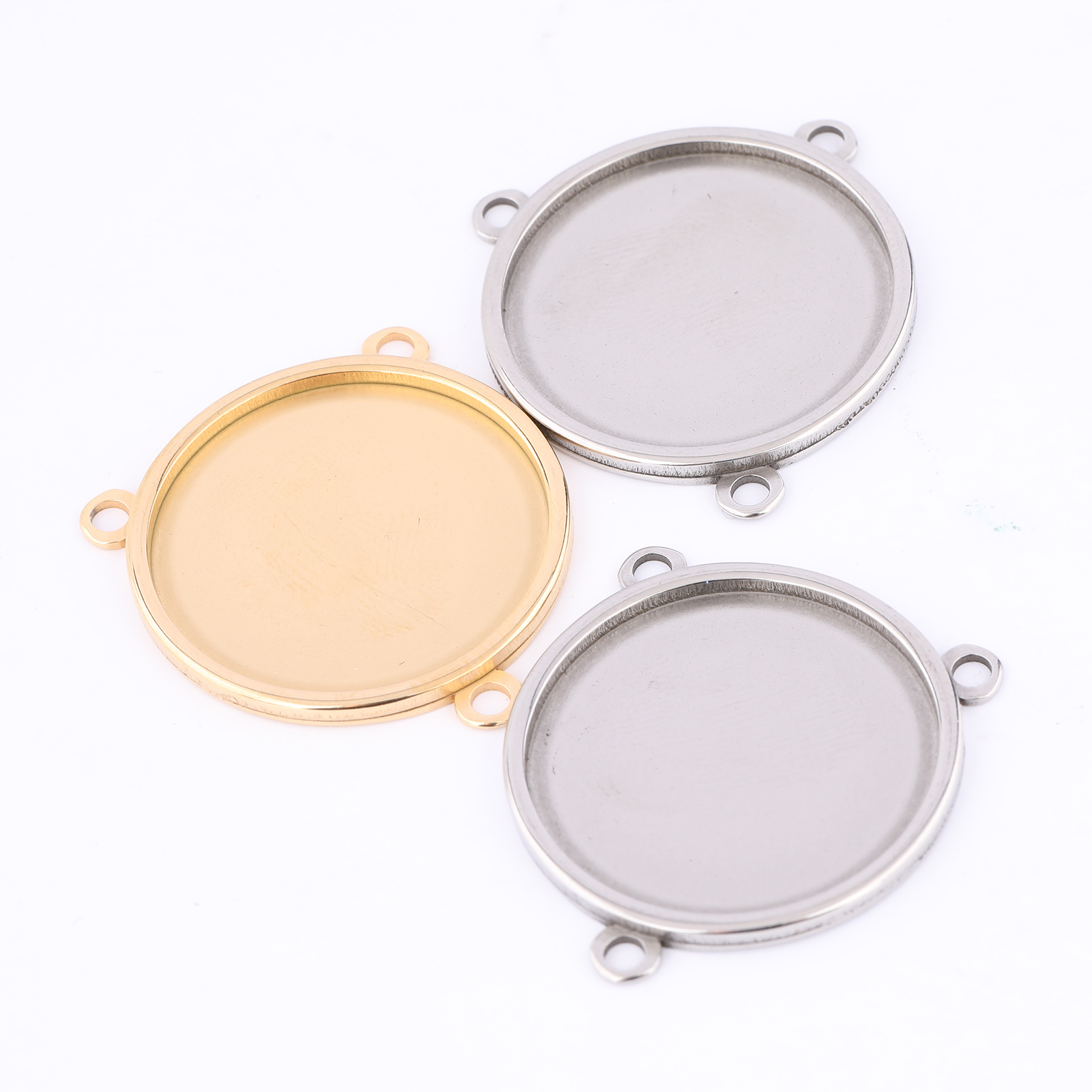 5pcs Stainless Steel Gold Plat - Bezels Set Pendant ulasan dan harga