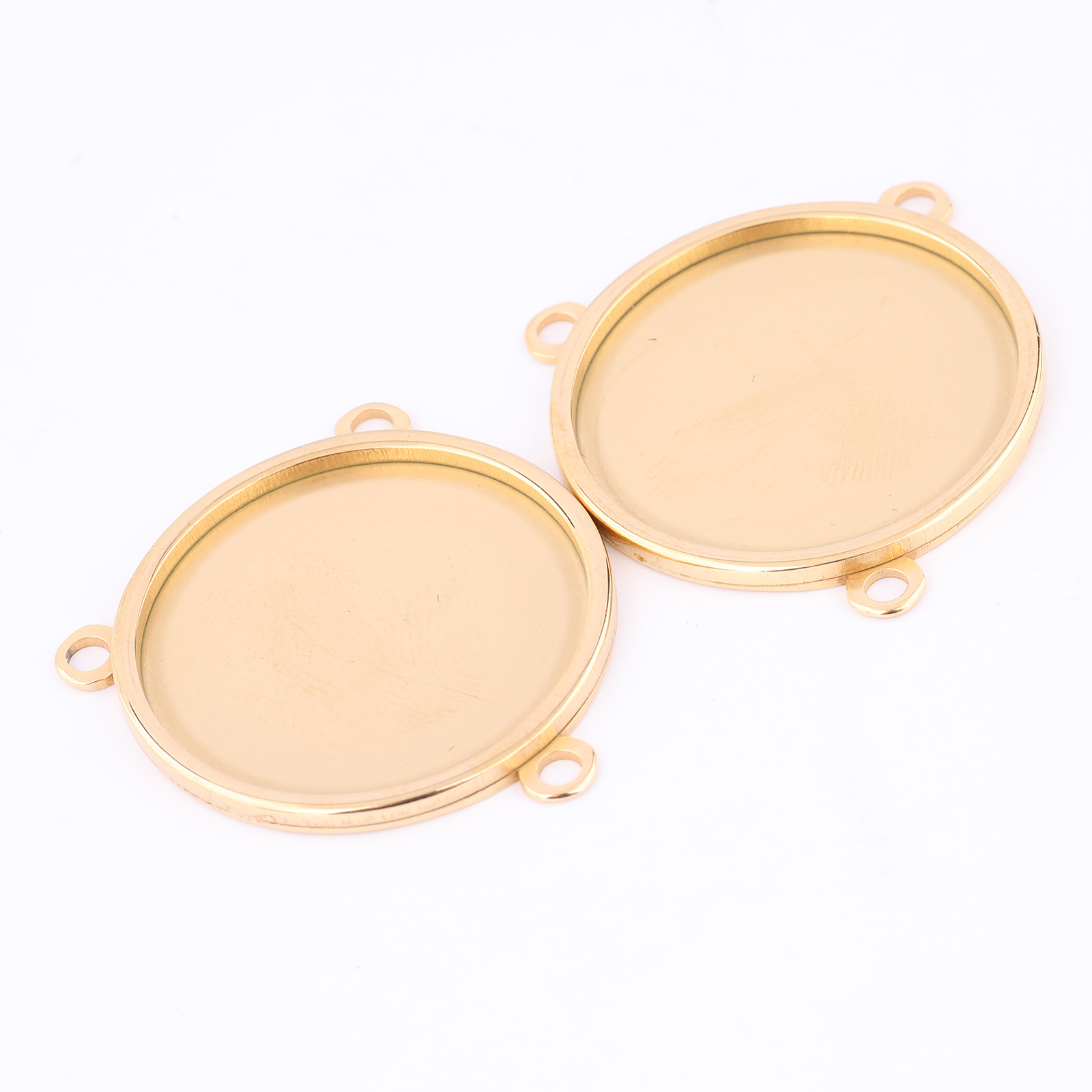 5pcs Stainless Steel Gold Plat - Bezels Set Pendant ulasan dan harga