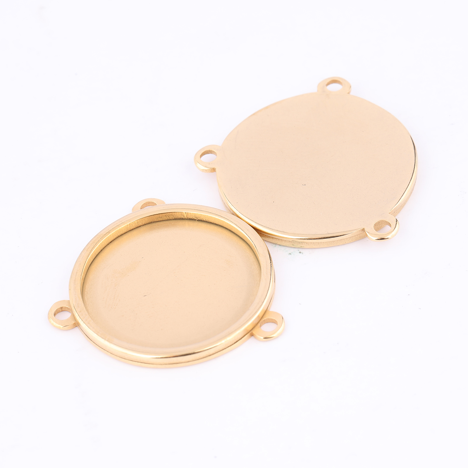 5pcs Stainless Steel Gold Plat - Bezels Set Pendant ulasan dan harga